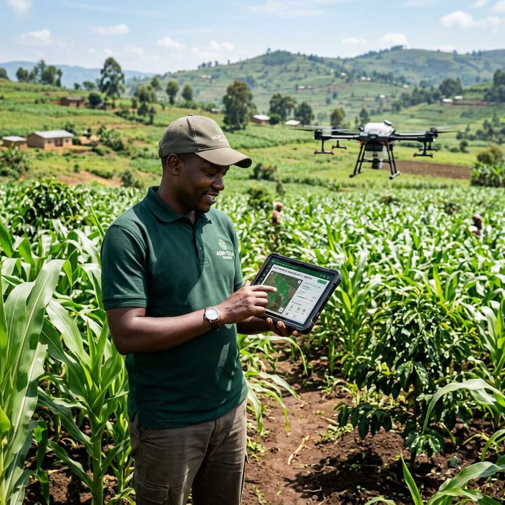 Farmer using AI technology in Africa