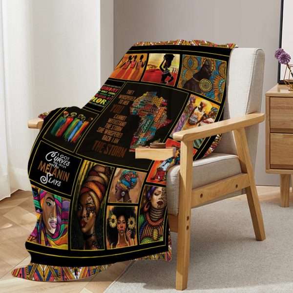 Black Women Fleece Throw Blanket Ultra Soft Cozy Ethnic African American Decorative Flannel Blanket For Home Bed Couch Chair Travel